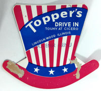 1940's Original Menu TOPPER'S DRIVE IN Restaurant Lincoln Wood Illinois