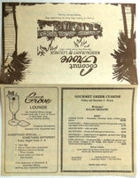 Vintage Original Menu COCONUT GROVE Restaurant Lounge Sanibel Island Florida