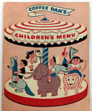 1958 Children's Coloring Carousel Menu COFFEE DAN'S Restaurant