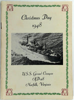 1948 Christmas Day Menu USS GRAND CANYON AD-28