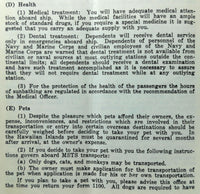 1955 Overseas Transportation Info NAVY DEPENDANTS Immunizations Health Pets