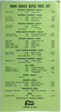 Vintage Original HOTEL FREMONT Room Service Liquor Bottle Price List Las Vegas