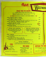 1971 Original Menu WESTWARD HO STEAK HOUSE Restaurant Pasadena California