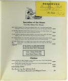 1948 Original Dinner Menu THE CHALET Restaurant