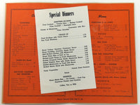 1950's Original Menu St. Cloud Mushroom Farm Restaurant West Orange New Jersey