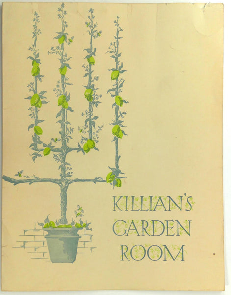 1950's Original Menu Killian's Garden Room Restaurant Cedar Rapids Iowa