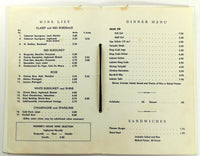 1960's Original Vintage Dinner Menu Pioneer Saloon Ketchum Idaho