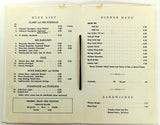 1960's Original Vintage Dinner Menu Pioneer Saloon Ketchum Idaho