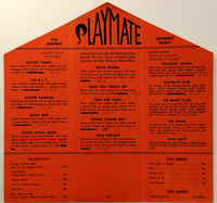 1960's Original Vintage Menu PLAYMATE Restaurant 175K for a Playmate