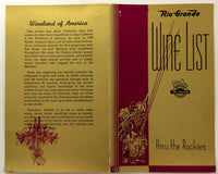 1958 Original Wine List Menu Rio Grande VISTA DOME Train Thru The Rockies