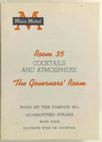 1960's Original Menu 4B's Fine Food Main Motel Room 35 Governors Room Montana