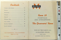 1960's Original Menu 4B's Fine Food Main Motel Room 35 Governors Room Montana