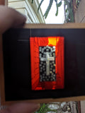 Antique Magic Lantern Glass Slide Red Stained Glass Cross With Stars