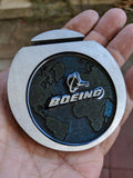Vintage Boeing Aerospace Aluminum Laquer Paperweight Business Card Holder