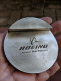 Vintage Boeing Aerospace Aluminum Laquer Paperweight Business Card Holder