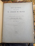 1894 Leather ALEXANDRE MICHEL DENYAU Deux Documents Du College De France