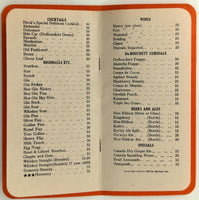 1930's Original Cocktails Beer Wine Menu Block's Restaurant Chicago Illinois