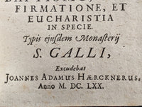 Rare 1670 Baptism Confirmation Eucharist Cursus Theologici Monasterri S. Galli