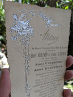 1894 French Wedding & 25 yr Anniversary Menu Card Anna Klinzner Ernst Overberg