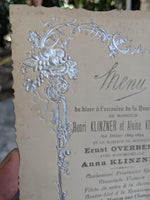 1894 French Wedding & 25 yr Anniversary Menu Card Anna Klinzner Ernst Overberg