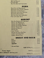 1980's Mon Ling Chinese Restaurant Amherst New York Original Vintage Menu