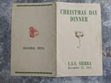 1945 U.S.S. Sierra AD-18 Original WWII Christmas Day Dinner Menu Shanghai China