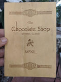1920's The Chocolate Shop Watseka Illinois Original Vintage Menu Ice Cream Shop