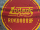 2006 Logan's Roadhouse Restaurant Menu Die Cut Metal Bucket of Peanuts