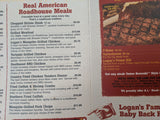 2006 Logan's Roadhouse Restaurant Menu Die Cut Metal Bucket of Peanuts