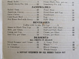 c1920'S Menu Union Restaurant & Lunch Room Chicago Illinois Cassaretto Family
