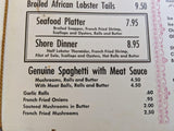 1960's Pete's Supper Club Restaurant Menu Evansville Indiana Carl Pete Mosby