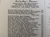 1950 McCarthy's Restaurant Original Menu Minneapolis Minnesota St. Louis Park