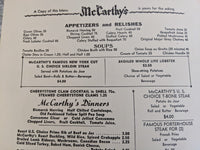 1950 McCarthy's Restaurant Original Menu Minneapolis Minnesota St. Louis Park