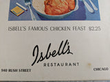 1950's Isbell's Restaurant Original Color Photo Menu Rush St. Chicago Illinois