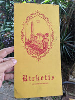 1950's Ricketts Restaurant Original Vintage Menu Chicago Illinois