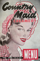 1950's Country Maid Creamery Restaurant Vintage Menu Sacramento California