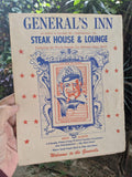 1970's General's Inn Steak House Menu Independence Missouri William Rosser