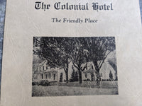 1940's The Colonial Hotel Restaurant Vintage Menu Empire Blvd Rochester New York