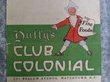 1940's Duffy's Club Colonial Fine Foods Restaurant Menu Watertown New York