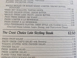 1940's The Crest Restaurant Steps Worth Taking Menu Watertown New York