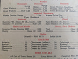 1940's Red Coach Inn Restaurant Original Menu Niagara Falls New York
