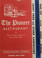 1940's The Pioneer Restaurant Vintage Menu Hwy 20 Auburn New York Wiggins Family