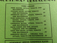 1940's The Original Northway Restaurant Vintage Menu Rochester New York 24 hours