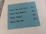 1940's Mirbach's Restaurant Syracuse New York Vintage Ronrico Drinks Menu Mailer