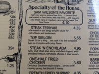 1975 Sam Wilson's Meat Market Restaurant Missouri Giant Laminated Menu