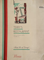 1948 Terry's Restaurant Menu Victoria British Columbia Canada Fort & Douglas St.