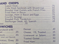 1946 Husk Cafe Steaks & Chops Tacoma Washington OPA War Rationing Statement Menu