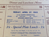 1945 Loughlen's Cafe Restaurant Tacoma Washington OPA WWII Ration Statement Menu