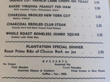 1950's The Old Plantation Restaurant Los Altos California Vintage Menu