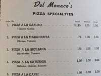 1950's Del Monaco's Pizza & Italian Restaurant Palo Alto California Vintage Menu